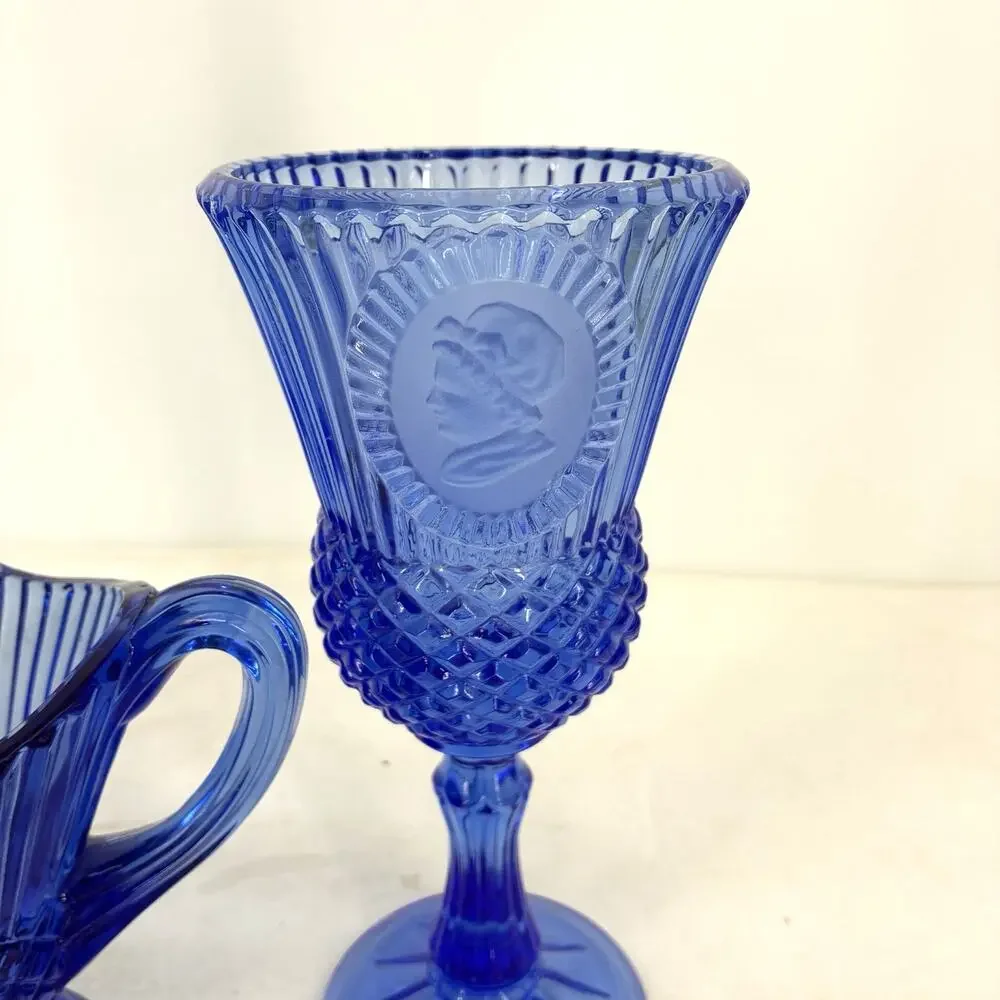 Vintage Fostoria Avon Washington Cobalt Blue Glass Set